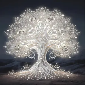 1PC White Tree of Life DIY Diamond Art Painting Kit - Cross Stitch Acrylic Craft Set with Irregular & Round Diamonds Stickers, Perfect for Home Decor and Handmade Gifts