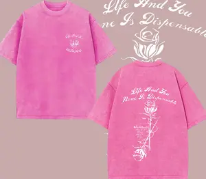 Edgy Dark Style Heavyweight Washed Black Gothic Cross Prayer Hands Print Tee, Trendy Loose Men's Crew Neck T-Shirt