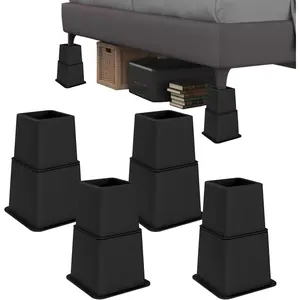 Heavy Duty Bed Risers - Set of 4 Adjustable Furniture Risers, Elevation Heights of 3, 5 & 8 Inches, Supports Up to 1,300 lbs for Bed, Couch, Table & Chair