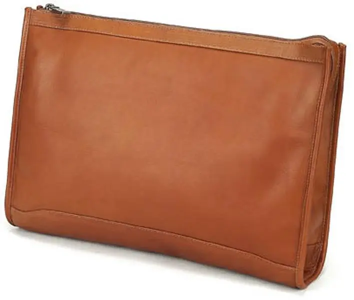 Claire Chase Women's Leather Zippered Folio Pouch, Large Clutch with a Roomy Interior and Multiple Pockets, Saddle, Clutch Women's Clutches & Wristlets