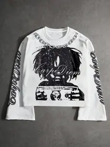 Unisex Graphic Print Long Sleeve T-Shirt, Casual Fashion Comfortable Loose Fit, Streetwear Street Style All Seasons Wear