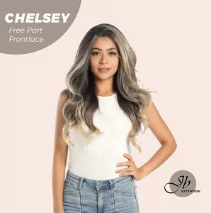JBEXTENSION 26 Inches Curly Mix Blonde Free Part Pre-Cut Frontlace Wig CHELSEY