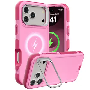 3-in-1 heavy-duty shockproof phone case compatible with iPhone 17, 17 Air, 17 Pro, and 17 Pro Max series; three-layer all-around protection—sturdy and durable, drop-resistant and shockproof, with a polyester fiber lining; thickened three-layer MagSafe pho