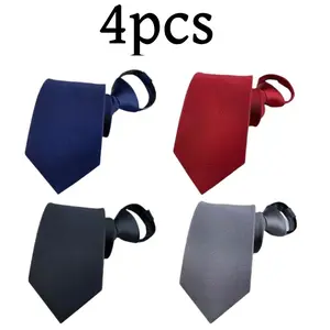 4 Pcs Polyester Silk Adjustable Zipper Ties for Men, Slim Necktie deals for you Fashion Accessories restock Suitable for Various Formal, Professional or Casual Occasions practical gift picks