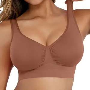 FeelinGirl Wireless Bra Women's Seamless Full Coverage Bra Cozy Wide Shoulder Strap Wireless T-Shirt Bra Comfortable Fit Everyday Springtok