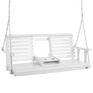 VEVOR Wooden Porch Swing 5 ft, TikTokShopBlackFriday, Patio bench swing for Courtyard & Garden, Upgraded 880 lbs Strong Load Capacity, Heavy Duty Swing Chair Bench with Hanging Chains for Outdoors, White
