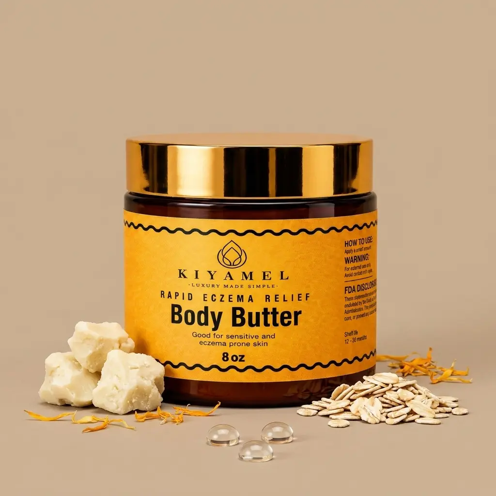 KIYAMEL Organic Gentle Body Butter, 24H Hydrating Moisturizer for Itchy Skin & Eczema, Bath & Body Care Product