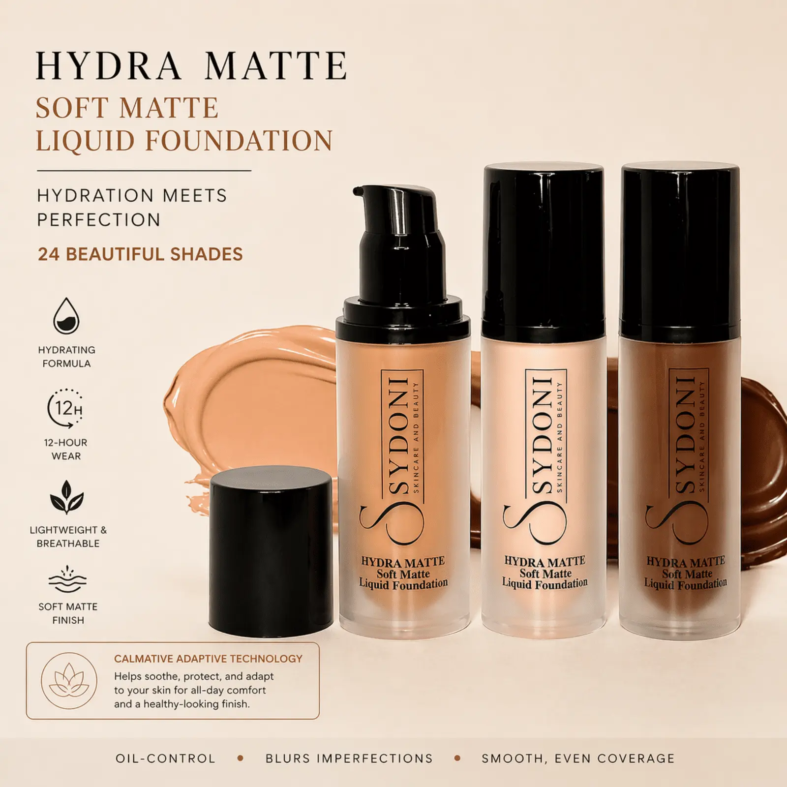 SYDONI HYDRA MATTE Liquid Foundation 1.08 fl. oz.