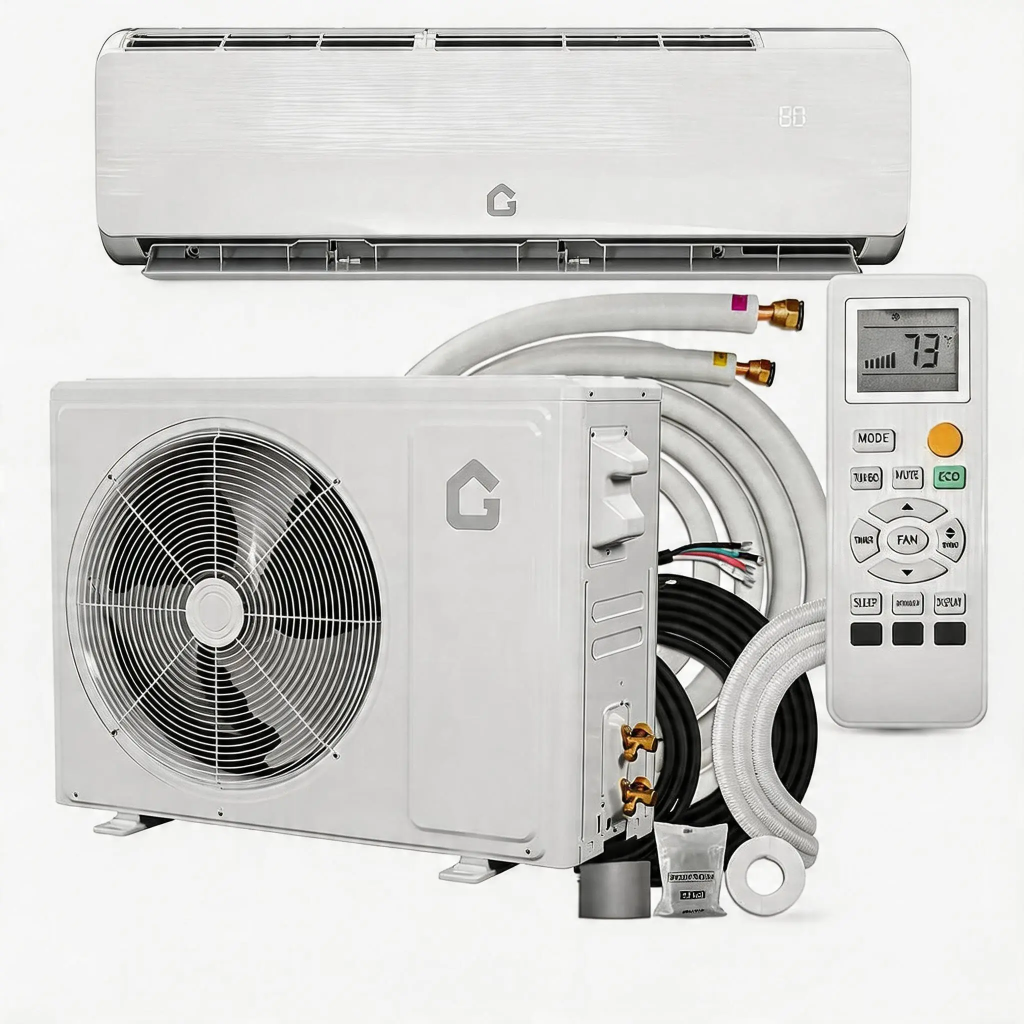 18000 BTU Ductless Inverter Aircon Unit Split Setup, 19 SEER Mini Split AC & Heat Pump, 230V System with R32 Refrigerant, 50ft Airflow for Rooms Up to 1250 Sq Ft