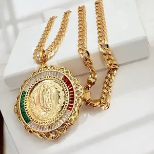 Mexican Centenario Pendant with 24" Necklace 24K Gold plated jewelry men