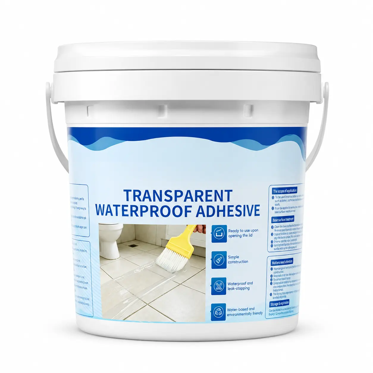 Clear Waterproof Sealant with Brush 17.6oz, Transparent Waterproof Coating for Bathroom Tile Concrete Wall Basement, Water-Based Indoor Outdoor Leak Seal