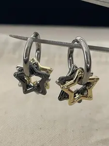 Women's Star Design Cuff Dangle Earrings, Fashionable Dangle Earrings for Women & Girls, Trendy All-match & Exquisite Jewelry for Birthday Gift