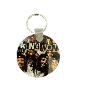 King Von Tribute Collage Keychain - Circular Design Featuring Iconic Images and Text
