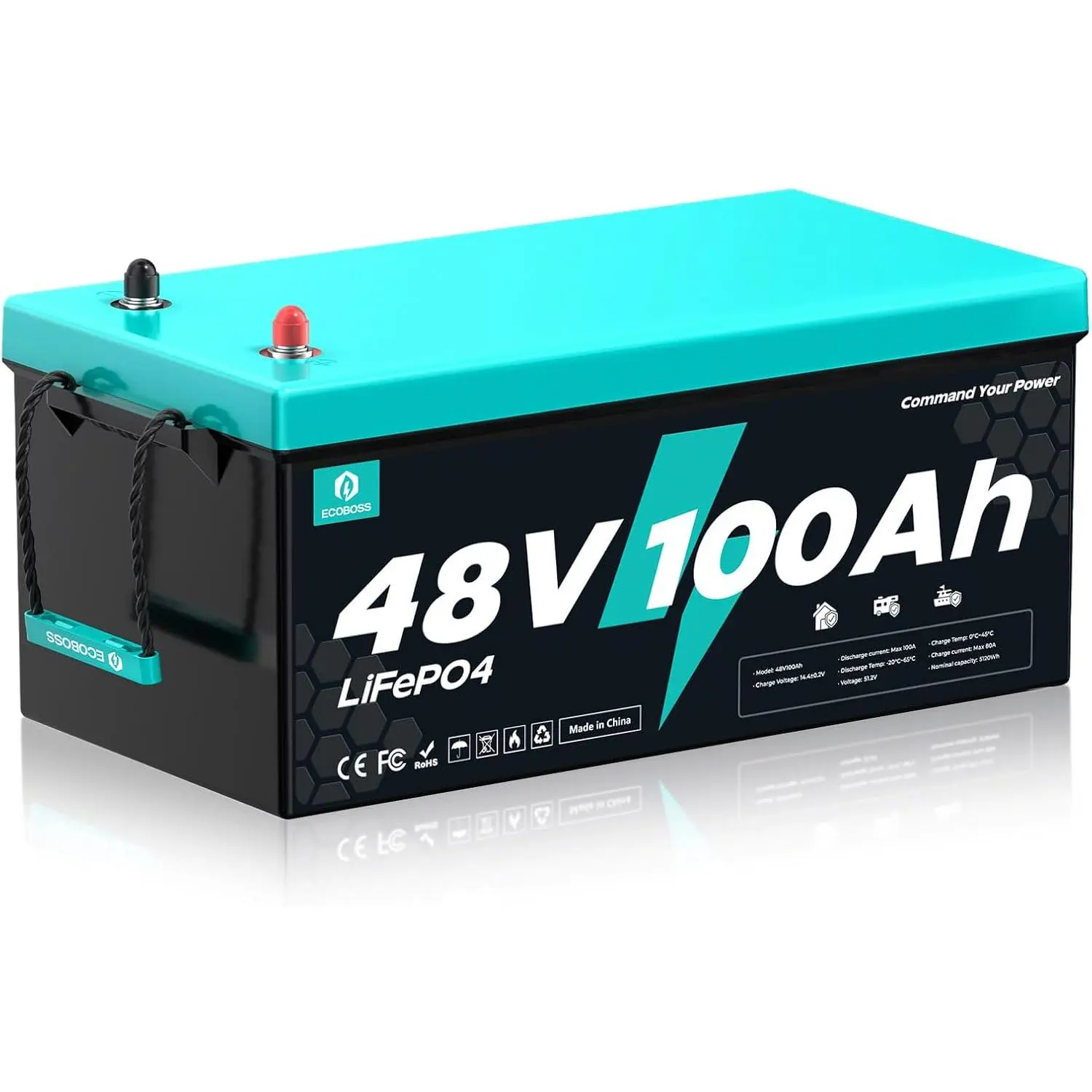 [SummerWins] 48V 100Ah Lithium High Capacity LiFePO4 Battery - 5120Wh, Built in BMS (100A), 15000+ Deep Cycles, Low-Temp Cutoff Protection, High Power Output LiFePO4 Power Supplies for Solar & Off-Grid Backup, Father's Day Gift