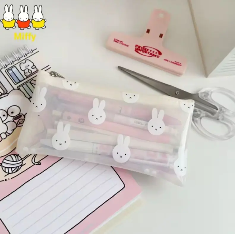 Kawaii Miffyy Bunny PVC Transparent Waterproof Pencil Case | Stationary Bag Rabbit Makeup Gift