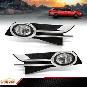 Chrome Clear Fog Light / Lamp + Bezel Cover + Switch Fits 14-16 17 Honda Odyssey