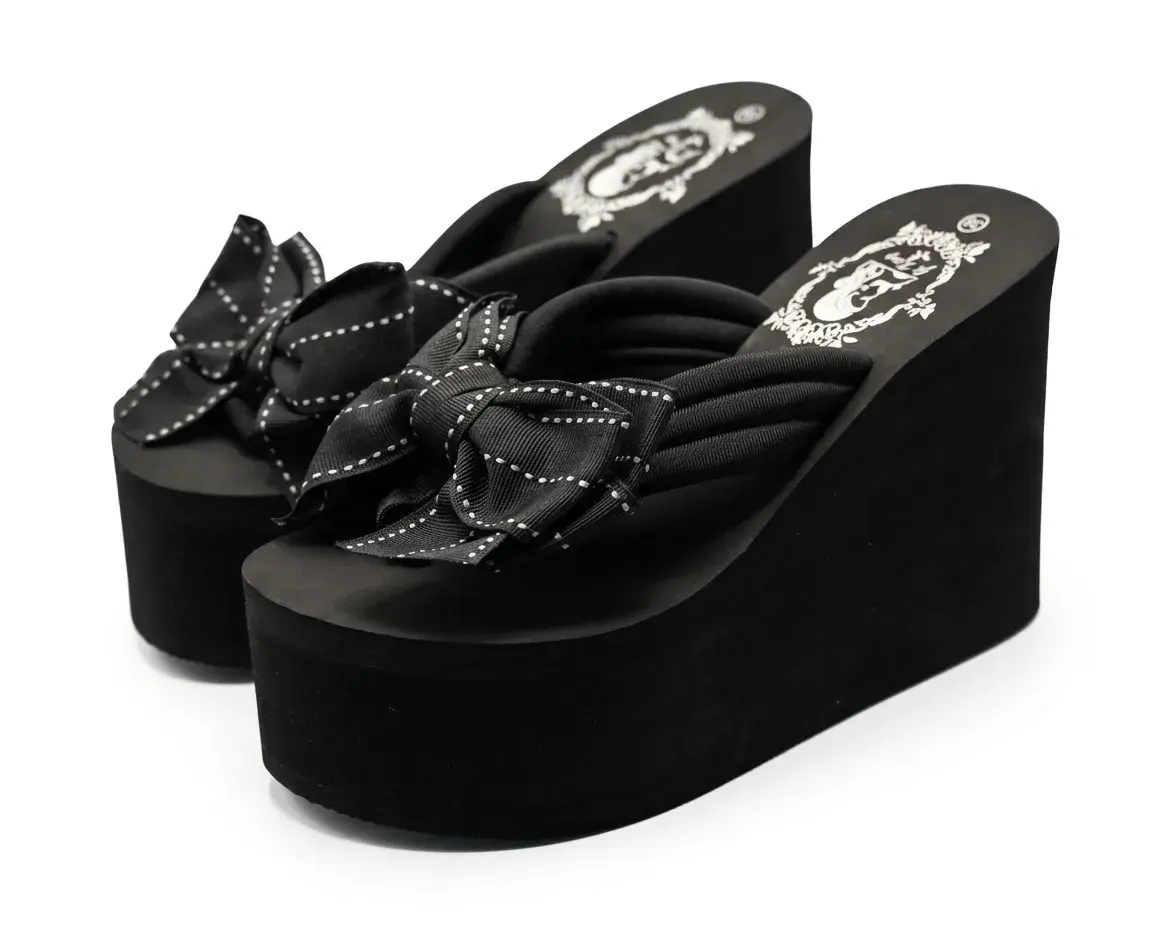 Mimilove Women's Chunky Gothic Antislip Wedge Flip-Flops - High Platform Rubber Sandals for Summer Beach, Antislip Women's Platforms & Wedge Sandals, Wedges
