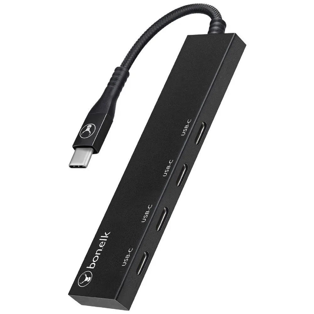 BonElk Long-Life 4-Port USB-C 3.0 Multiport USB Hub - Black