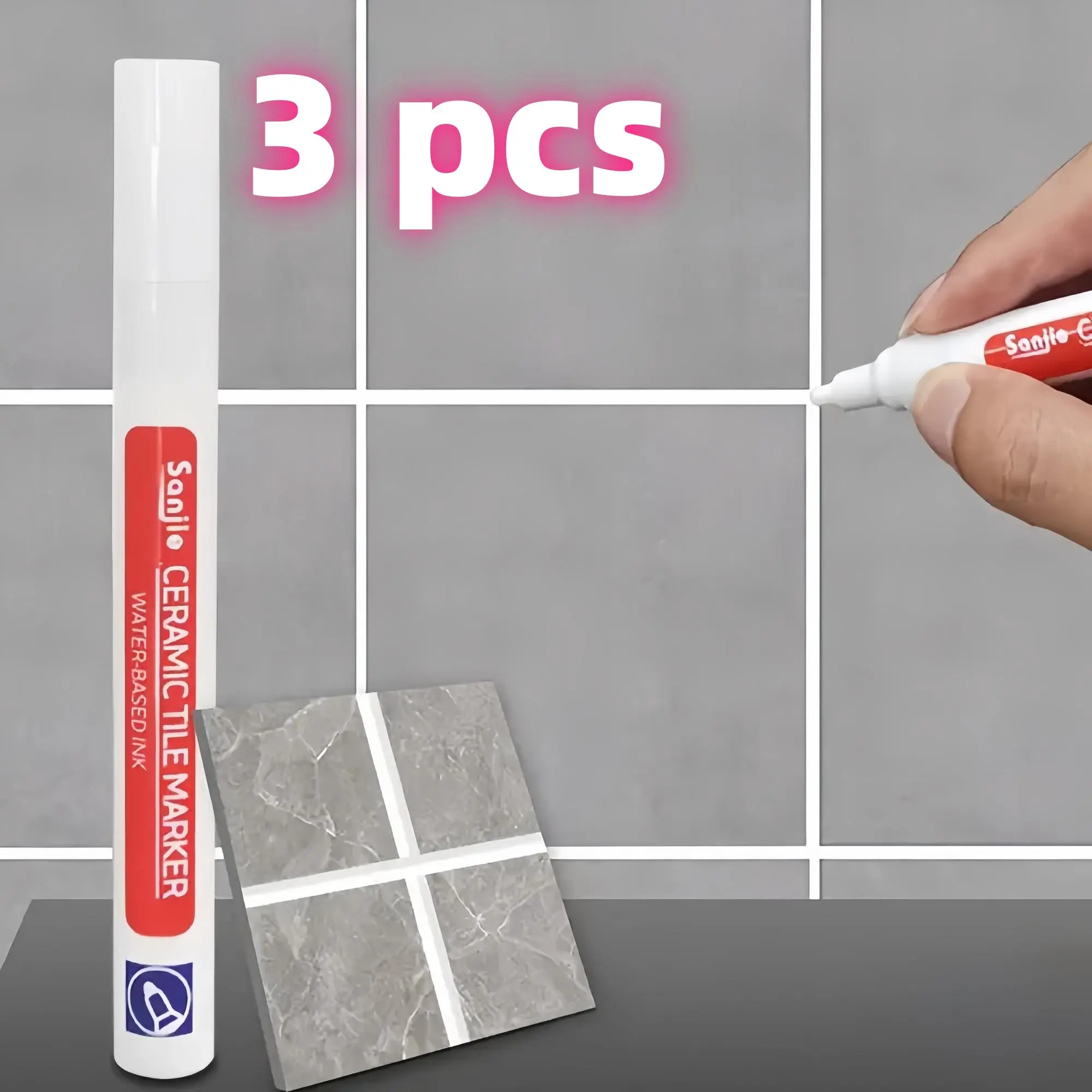 3-Pack Waterproof Tile Grout Repair Pen, Wall Brick Crack Filler, Anti-Mold Sealant, Ceramic Bathroom Paint Cleaner, Grout Sealer