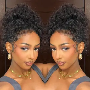 Hidden Strap 360 Skinlike HD Lace Front Wigs Human Hair kinky curly Glueless Wigs Pre Plucked Pre Cut Bleached Tiny Knots Full Lace Frontal Wig with Invisible Drawstring