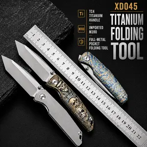 Mulight EDC XD045 Pocket Tool - M390 edge, Titanium Handle, Frame Lock, Thumb Stud, Top flipper, bearing pivot system, every day carry