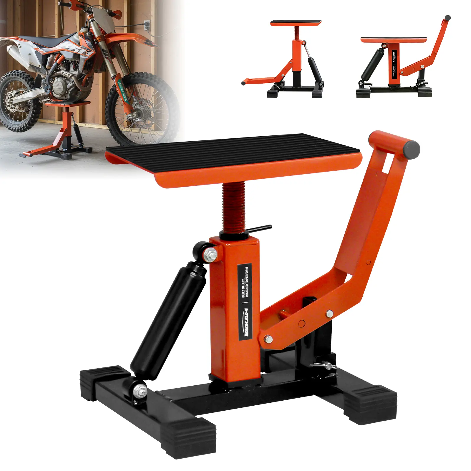 Sekam Dirt Bike Lift Stand, Motorcycle Jack Lift Stand 1200 lbs Capacity and Hydraulic Lift Operation, Adjustable Height Hoist Table, for Dirt Pit Bike Repair, Maintenance, Dirt Bike Accessories