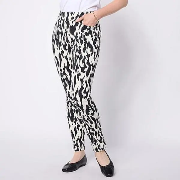 Jaclyn Smith Ankle Pull On Ponte Pant with Side Slits