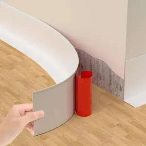 Self-Adhesive Flexible Baseboard Molding Trim - 20 Ft Vinyl Wall Base for Curved Walls and Uneven Floors, Protect or Decorate Apartment, Kitchen, Bathroom Walls,  Peel and Stick Installation