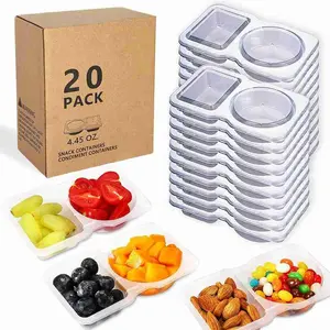 20Pack Double Compartment Sauce Containers - No More Messy Dipping!  Leak-Proof, Food Grade