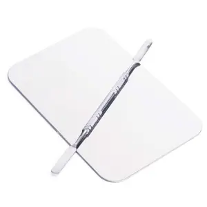 Stainless Steel Cosmetic Makeup Palette, Professional Cosmetic Mixing Makeup Palette Spatula Makeup Artist Tool, Beauty Salon Color Cream Mixing Palette With A Spatula Makeup Nail Art Palette