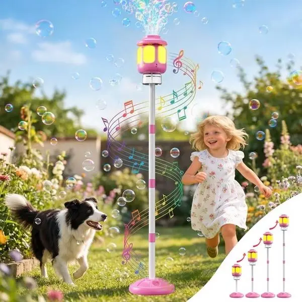 Skirfy Plastic Multifunction Bubble Blaster - LED Light Glow, 1-Button Operation, Adjustable Height, Automatic Standing Party Bubble Machine for 10-12 Years Kids Toys, Outdoor Use