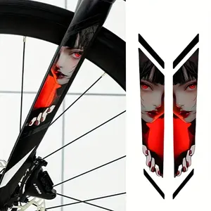 2 Piece Anime Eye Bike Frame Sticker - JDM Style PVC Waterproof UV Resistant Vinyl Decorative Sticker Decals for Road Bike and Mountain Bike Pipe Decoration Accessories