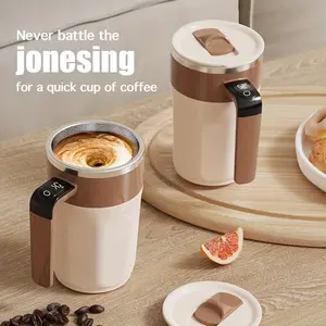 Cream Electric Stirring Cup, 12.85 Oz Large Capacity, One-Button Mix Milk Cocoa, Dustproof Portable, Couple Gift Idea