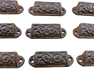 20 CAST IRON BROWN 3" ORNATE PULLS DRAWER CABINET HANDLES RUSTIC VINTAGE LOOK