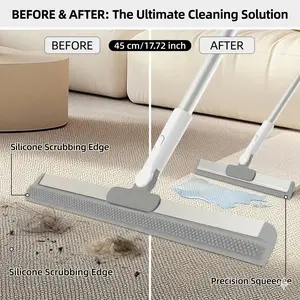 Ready Stock Magic Broom Sweeper Silicone Floor Scraper Extendable Floor Wiper Mop Bathroom Window Glass Cleaner 3 in1 Range of extension and contraction 75CM-117CM