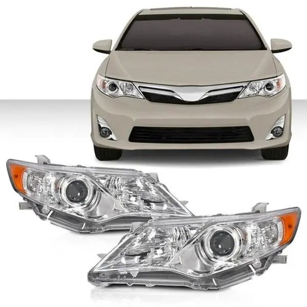 G-PLUS Headlights for 2012-2014 Toyota Camry Projector Chrome Left+Right Headlights Assembly