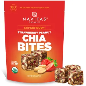 Strawberry Fruit Peanut Chia Superfood+ Bites - All Natural Plant-Based Power Snacks - Clean Energy, Nutrition - USDA Organic, Non-GMO, Gluten-Free, Kosher, Vegan (8oz Bag, 11 Servings)