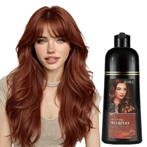 Cherry Brown Hair Dye Shampoo 3 in 1 with Argan Oil – 10-15 Min Gray Coverage,Natural Instant Hair Color Shampoo for Women and Men,Ammonia & Paraben Free,Long-Lasting