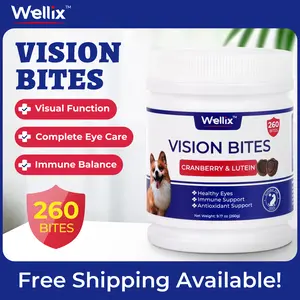 Wellix 260-Count Dog Vision Bites with Cranberry Extract, Lutein, Taurine, Reduces Tear Stain, Provides Antioxidant & Immune Support, Chicken Flavor