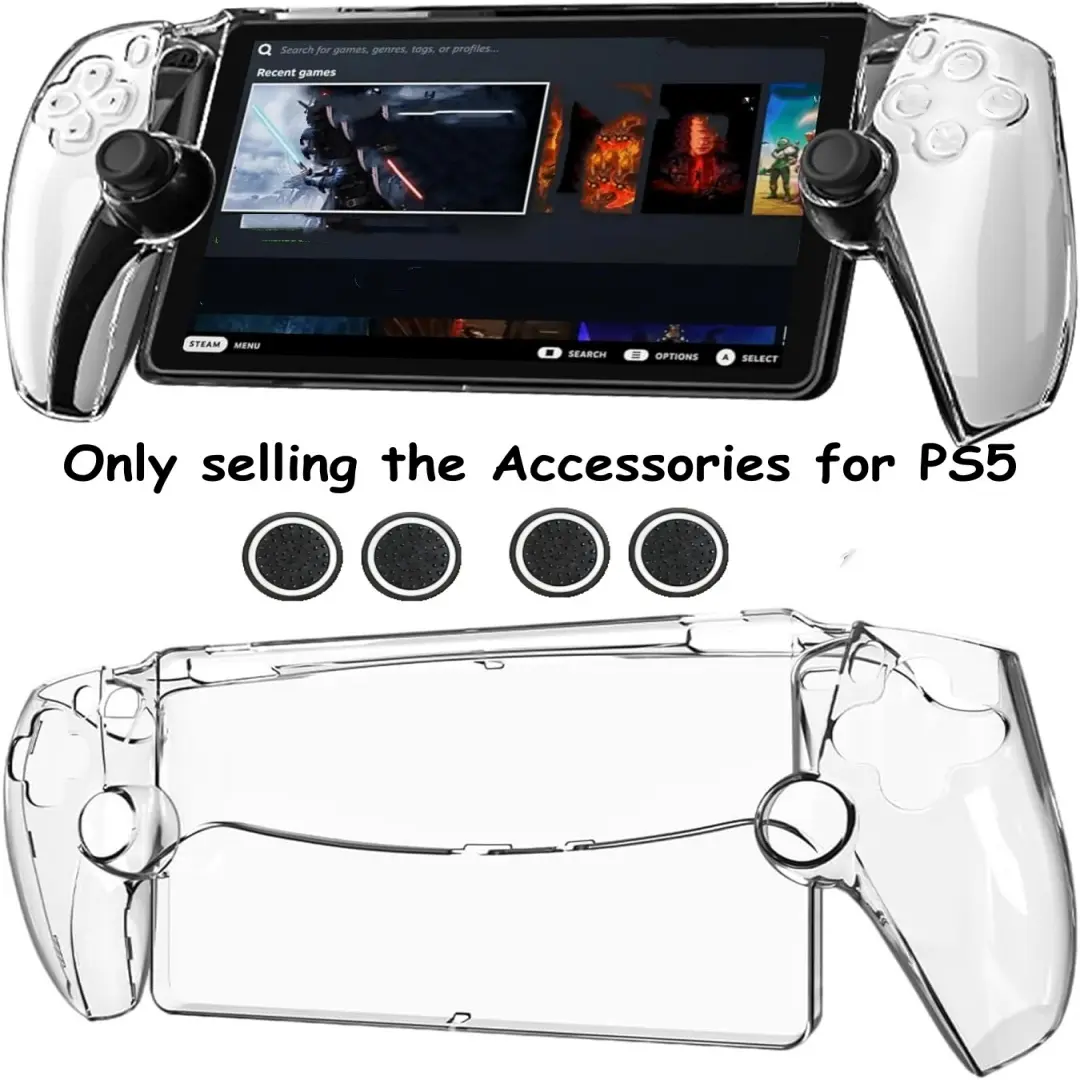 Clear PC Protective Case for PlayStation Portal Remote Player, Hardshell Controller Cover Skin with 4 Non-Slip Thumb Grip Caps for PS Portal Accessories - Thickened & No Yellowing, Gaming console accessory