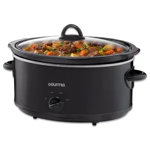 Gourmia 6 Qt Manual Slow Cooker, 3 Heat Settings, Removable Ceramic Pot, Black