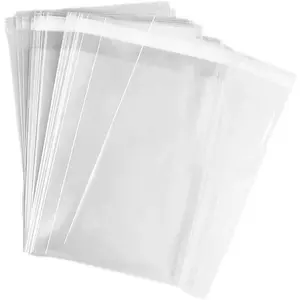 100 pcs Clear 8" x 10"(19.8 * 25cm) Self Seal Cello Cellophane Bags Resealable Poly Bags 1.4 mils OPP Bag for Packaging Clothing, T Shirts, Party Decorative Gift