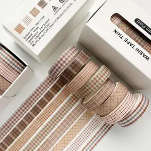Vintage Style 8 Roll Combination Paper Tape Set, Grid Journal Tape, Small Floral Decorative Stickers, Handmade Diary Supplies, DIY Craft Kit