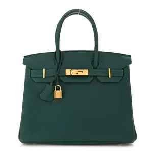 Pre-owned HERMÈS Leather Travel Bags Togo Birkin 30 Malachite