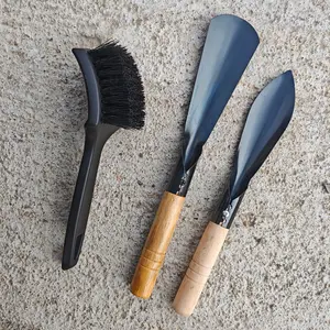 SummerVibes Premium 3Pcs Heavy Duty Lawn Mower Deck Scraper Cleaning Brush Kit Metal Structure Ergonomic Durable Bristles for Professional Lawn Mower Maintenance