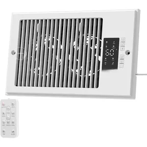 Register Booster Fan 6" x 10" with Negative Ion, Manual Airflow Direction Control, Quiet 10-Speed Heating Cooling AC Vent Fan with Remote & Thermostat Control for Wall Floor, White
