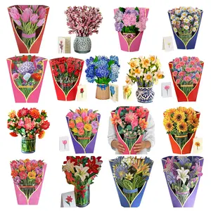 3D Pop-Up Tulip Greeting Card Realistic Pink Bouquet 3D Pop-Up Design Elegant Gift Packaging Includes Coordinated Message Card Perfect for Birthdays Anniversaries Valentine's Day Gifts