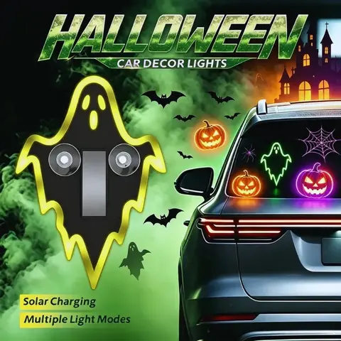 Joytutus Solar-Powered Wireless LED Neon Car Atmosphere Lamp - Triangular Heart Shape C-Pillar Design Auto Accessories Interior, Eco-Friendly Modern Girly Car Accessory, Halloween-Appropriate Gift