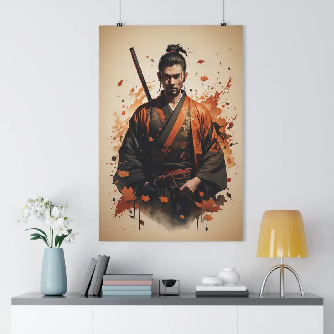 Japanese Samurai Anime Home Décor Wall Art Poster, Anime Style Samurai Poster, Gaming Room Anime Cartoon Print. Wall Decor, No Frame