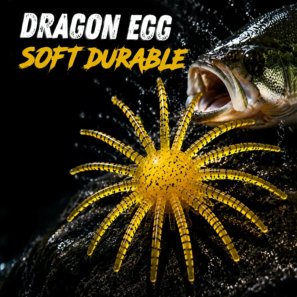 Dragon Egg Coike Style 19mm TPE Sea Urchin Finesse Creature Bait, Soft Tentacle Lures for Hover Rig, Jig Head, Forward Facing Sonar, Pressured Largemouth Bass, Smallmouth Bass, Crappie & Multi Species Fishing